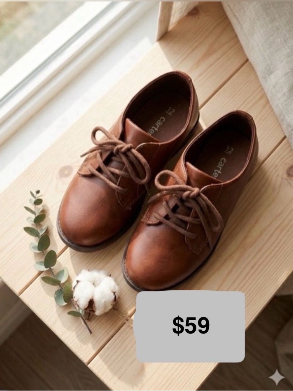 Carter's Boys Spencer Dress Shoes - Brown - Size 12 LIKE NEW